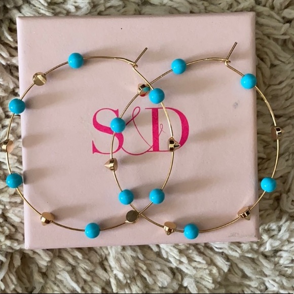 Stella & Dot Jewelry - :: Stella & Dot | Retired Madison Hoops Gold+Turquoise Statement Earrings